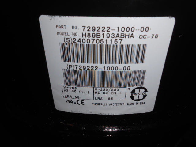 1-1/2 TON AC/HP HERMETIC COMPRESSOR 265/1/60 220-240/1/50 R-410A