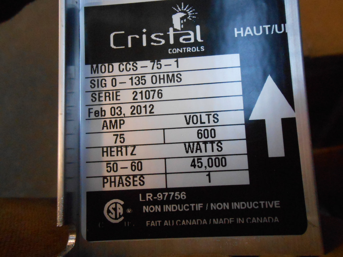 75 AMP ELECTRONIC CONTROLLER 600/50-60/1