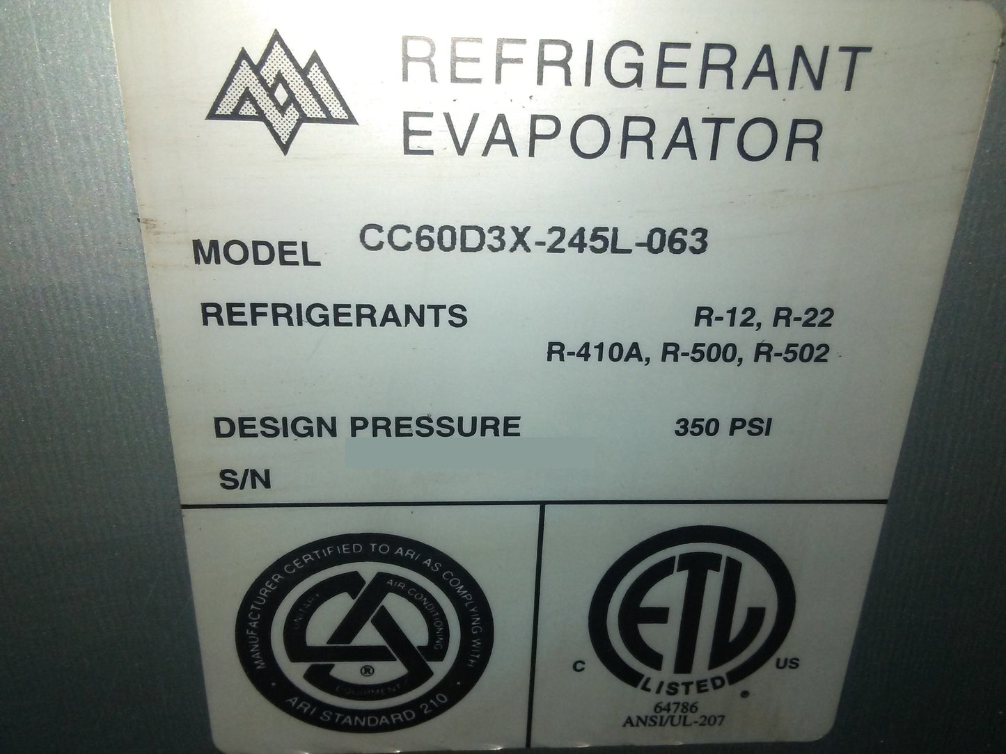 5 Ton AC/HP Upflow/Downflow Cased A Coil R-22