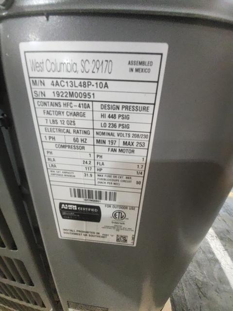 4 Ton Split-System Air Conditioner; 13 SEER, 208-230/60/1 R-410A