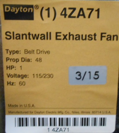 48" SLANTWALL EXHAUST FAN 115/208-230/50-60/1 