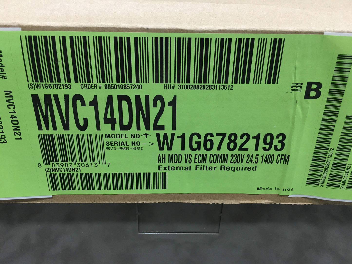 Manejador de aire compatible con comunicación de velocidad variable, ECM multiposición de CA/HP de 3,5 toneladas, sin serpentín