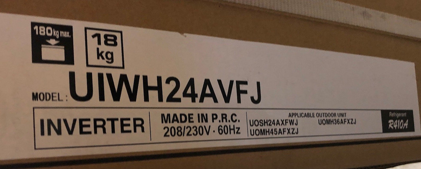 24,000 BTU Wall Mtd Inverter ID Mini-Split Heat Pump , 195 SEER 208-230/60/1 R-410A CFM:659