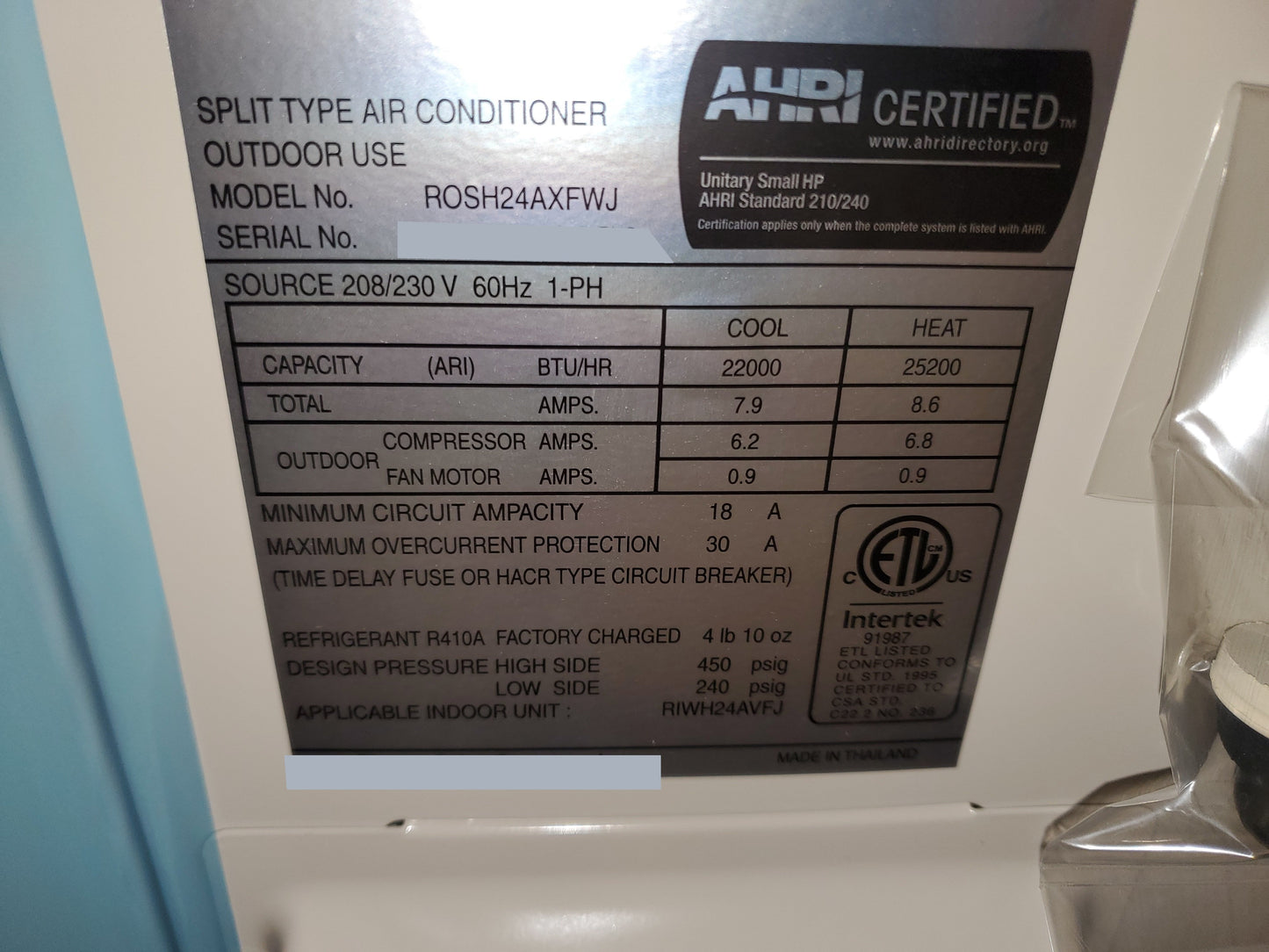 24,000 BTU "Classic Plus" Series Single-Zone Inverter Outdoor Mini-Split Heat Pump Unit,