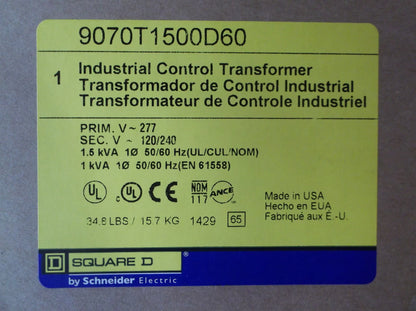 1500VA INDUSTRIAL CONTROL TRANSFORMER PRI 277/SEC 120-240
