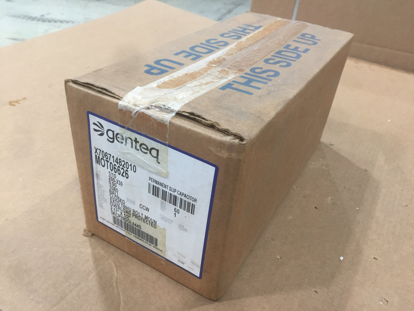 Motor de 1/10 HP, 200-230/60/1, 1080 RPM, 1 velocidad