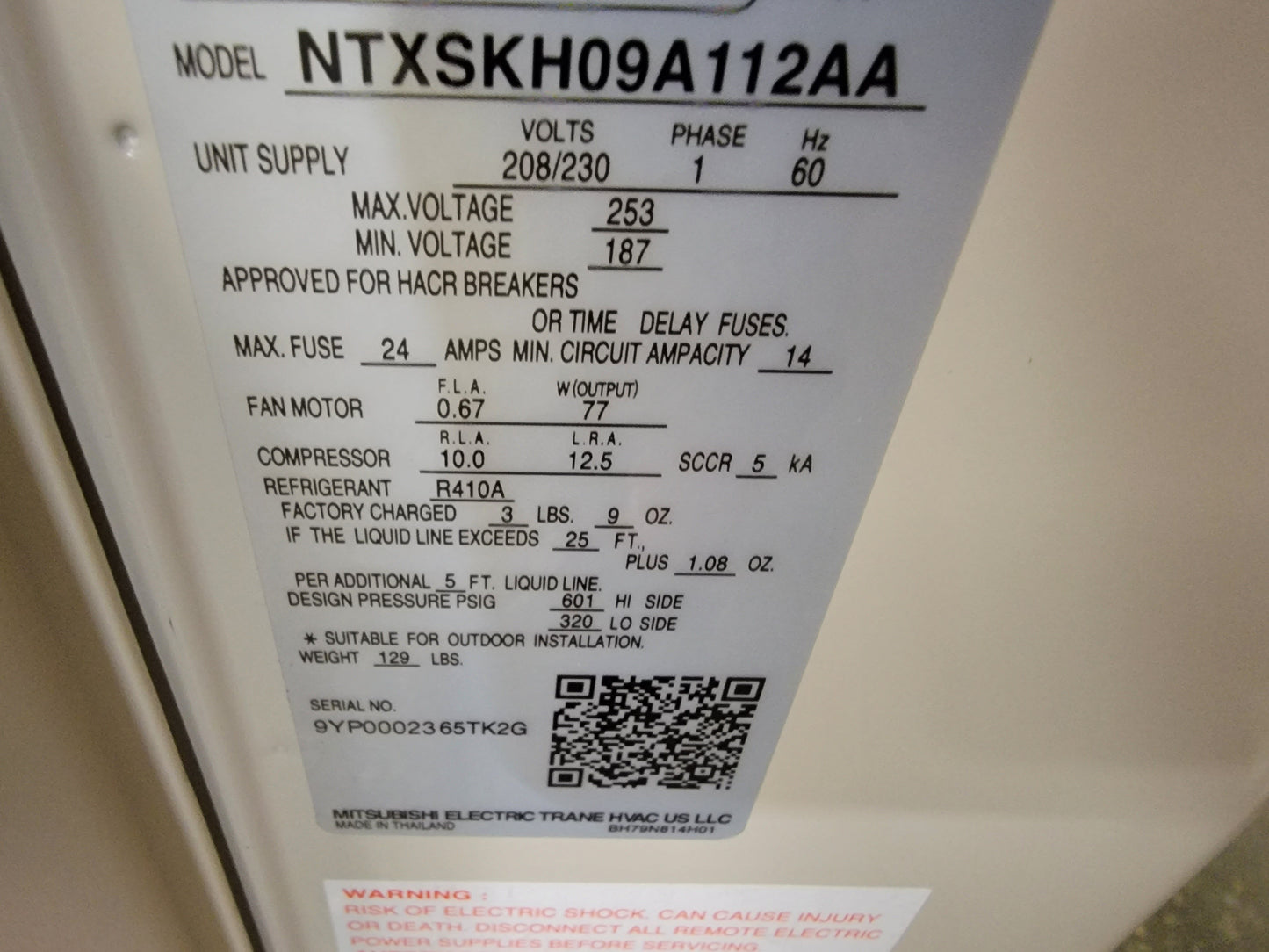 9,000 BTU Single-Zone Inverter OD Heat Pump Mini Split , 17-20 SEER 208-230/60/1 R-410A