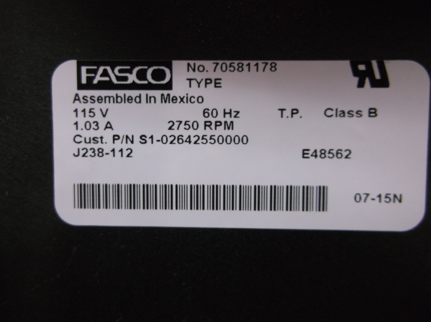 Draft Inducer Blower Assembly 115/60/1 RPM:2750