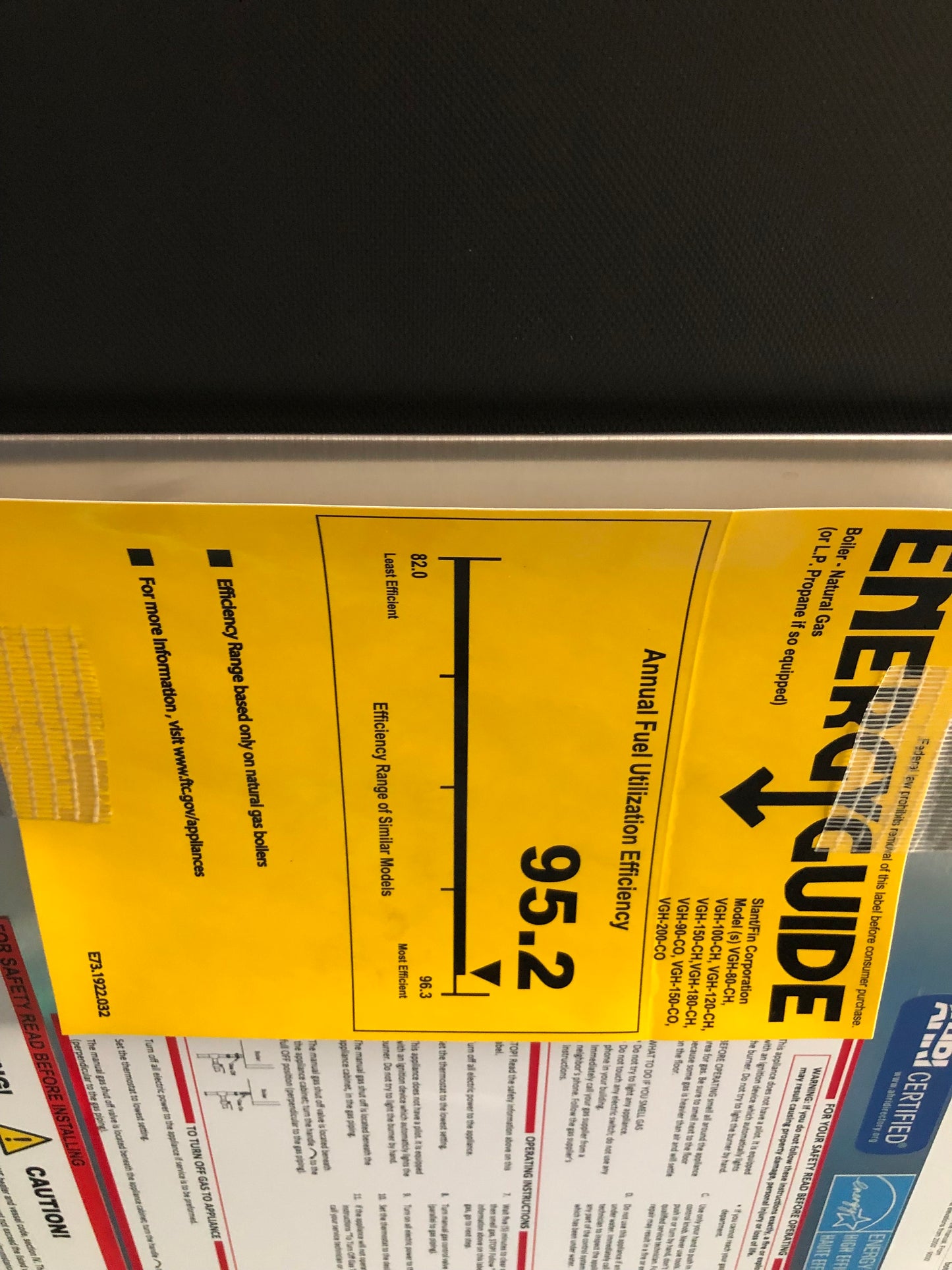 180,000 BTU Wall Mnt Stnl Steel Hi Eff Mod Cond Dir Vent Gas Hot Water Boiler, 95.2% 120/60/1