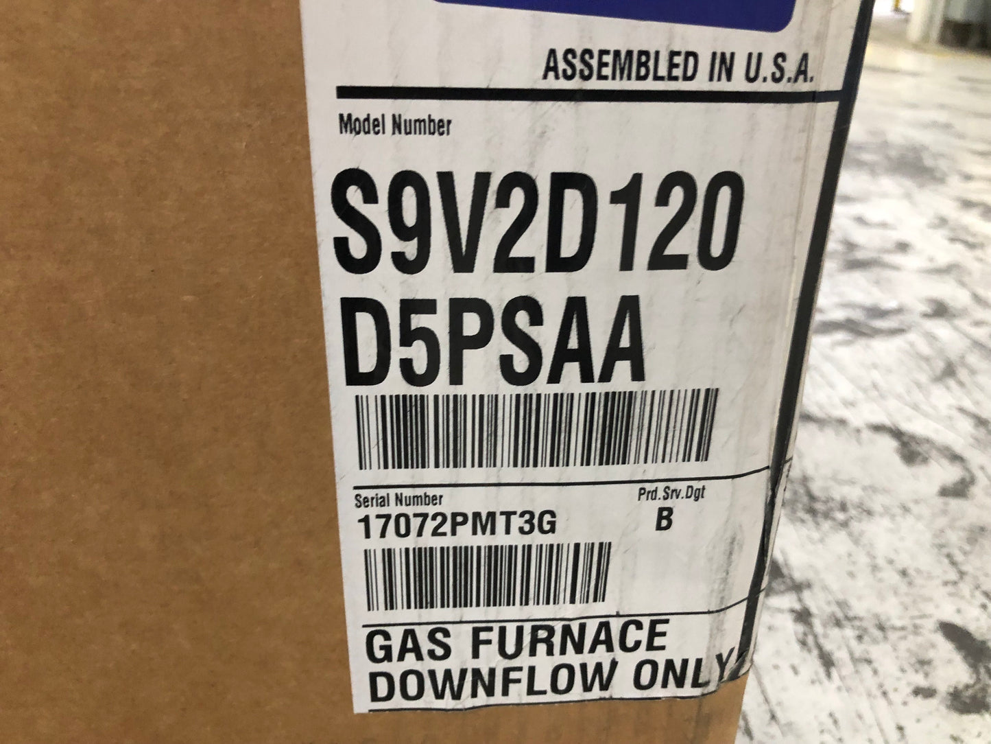 120,000 Btu 2 Stage ECM Downflow Gas Furnace, 96% 115/60/1 Cfm 2000