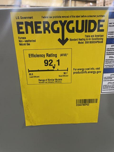 80,000 Btu Single Stage Downflow Natural Gas Furnace 92.1% Afue 120/60/1 1794 Cfm