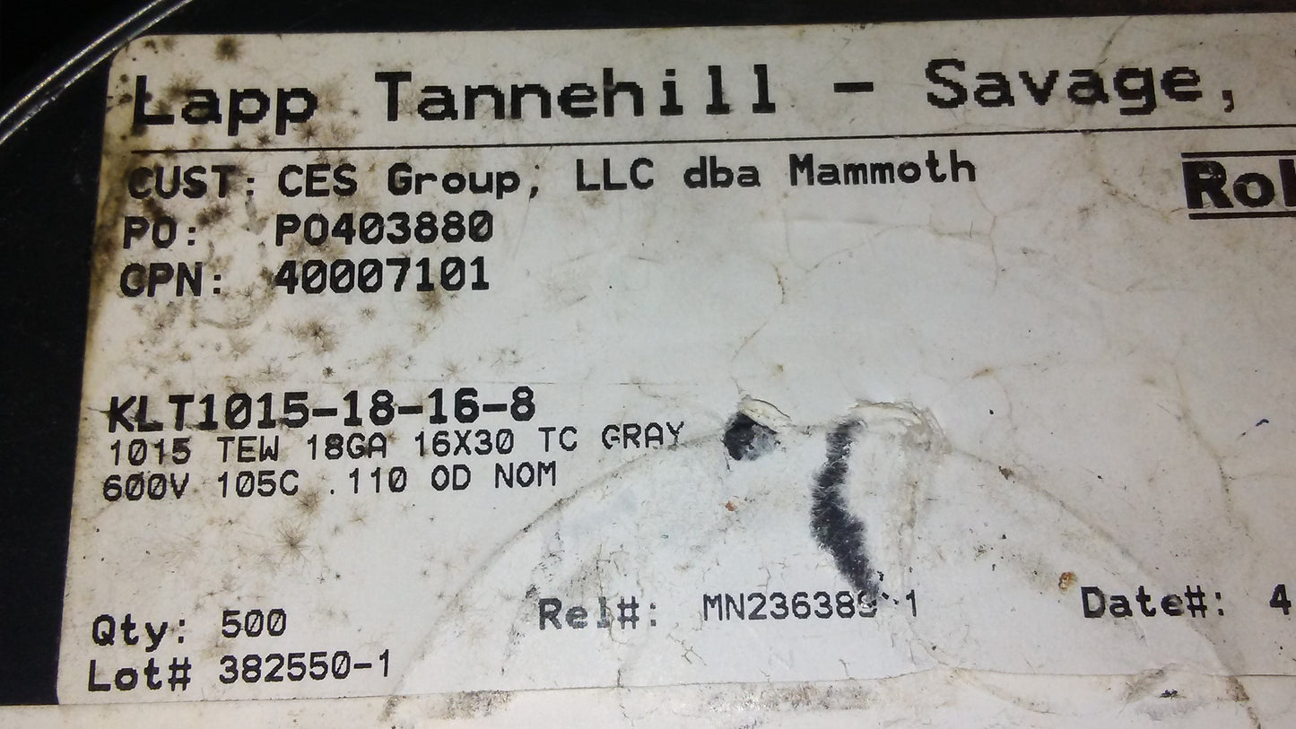 18 AWG MTW/TEW, 600V, TINNED COPPER WIRE(GRAY)