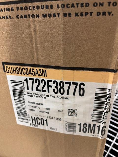 44,000 BTU Single-Stage Upflow/Horizontal ECM Variable Speed Gas Furnace 80% AFUE 120/60/1 CFM: 1200