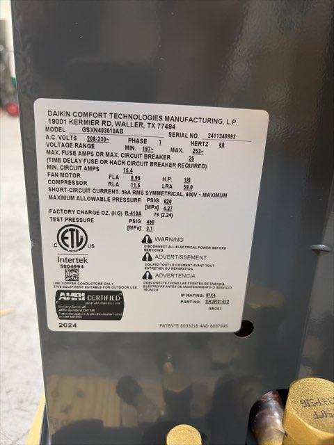 2.5 Ton Split-System Air Conditioner; 208-230/60/1, R410A, 14.3 SEER2