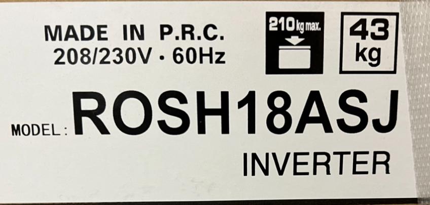 18,000 BTU Single Zone Inverter Outdoor Mini Split Heat Pump, 19 SEER, R-410A, 208-230/60/1