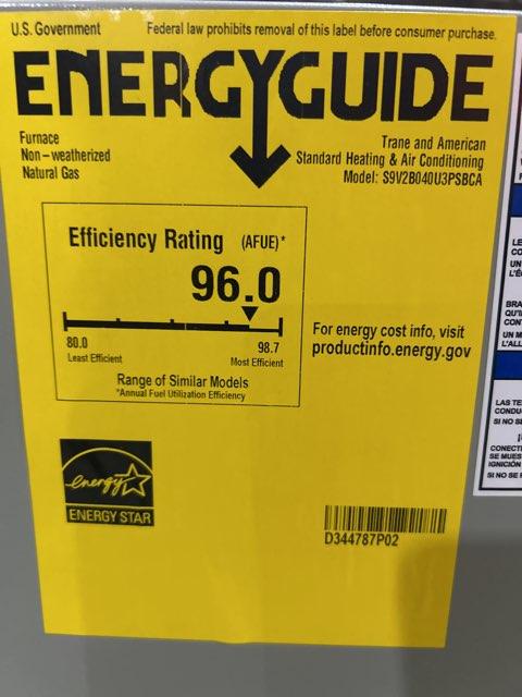 40,000 BTU Two-Stage Upflow/Horizontal ECM Variable Speed Gas Furnace 96% AFUE 120/60/1 CFM: 1200