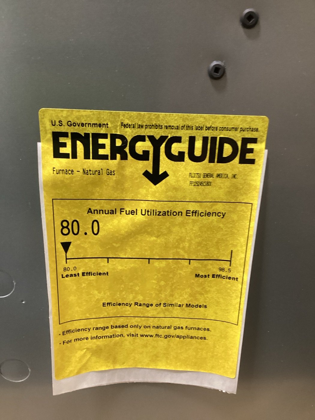 125,000 BTU 1-Stg Low Nox Upflow/Horizontal ECM Multi Speed Gas Furnace 80% AFUE 115/60/1 CFM: 1934