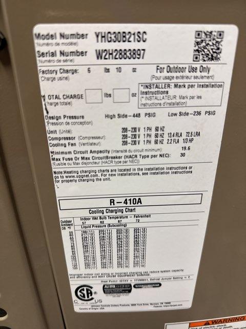 2.5 Ton Split-System Heat Pump; 208-230/60/1