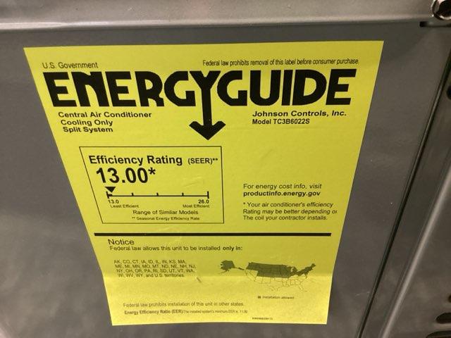 5 Ton Split System Air Conditioner, R410A, 13 SEER, 208-230/60/1