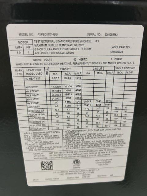 5 Ton AC/HP Multiposition ECM Communicating Air Handler; 208-230/60/1, R-410A, CFM: 2000