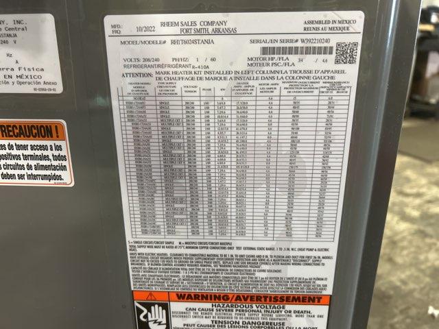 5 Ton AC/HP Multiposition ECM Air Handler 208-240/60/1 R-410A CFM 1800