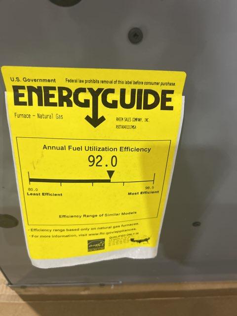 42,000 BTU Single-Stage Multiposition ECM Multi Speed Gas Furnace 92% AFUE 115/60/1 CFM: 1239