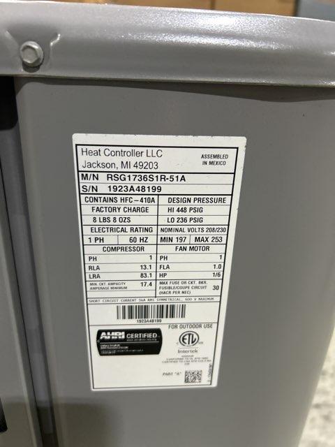 3 Ton Single-Stage Split-System Air Conditioner 208-230/60/1 R410A 17 SEER