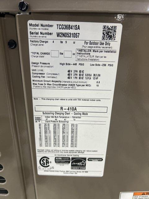 COMMERCIAL USE ONLY 3 Ton Single-Stage Split-System Air Conditioner 460/60/3 R410A 17 SEER