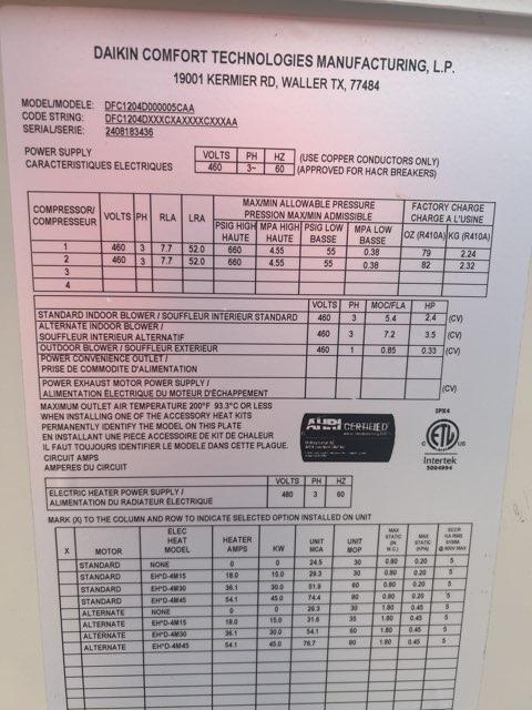 10 Ton Two-Stage Convertible Packaged Air Conditioning Unit, 11.2 EER, 460/60/3, R410A