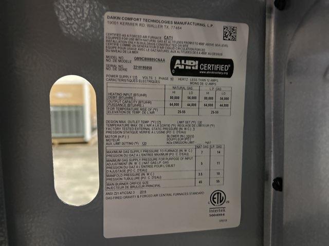 80,000 BTU Two-Stage Upflow/Horizontal ECM Multi Speed Gas Furnace 80% AFUE 115/60/1 CFM: 2000