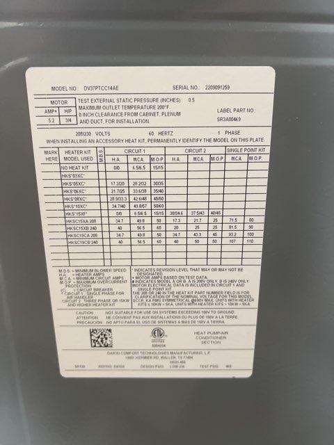 3 Ton AC/HP ECM Communicating Multiposition Air Handler 208-230/60/1 R-410A CFM 1315