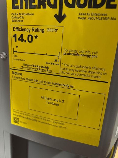 5 Ton Single-Stage Split-System Air Conditioner 208-230/60/1 R410A 14 SEER