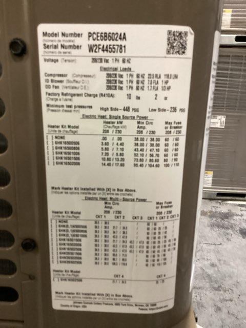 5 Ton Two-Stage Convertible Packaged Air Conditioning Unit; 15.2 SEER, 208-230/60/1, R410A