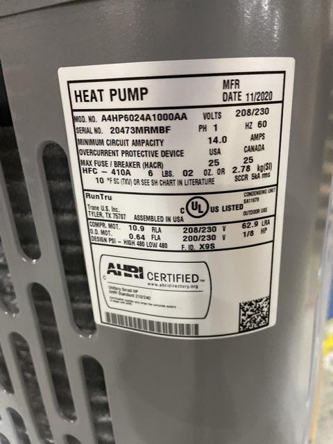 2 Ton Single-Stage Split-System Heat Pump 208-230/60/1 R410A 16 SEER