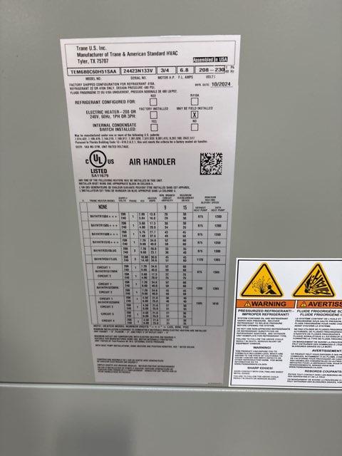 5 Ton AC/HP ECM Multiposition Air Handler 208-230/60/1 R-410A CFM 1800