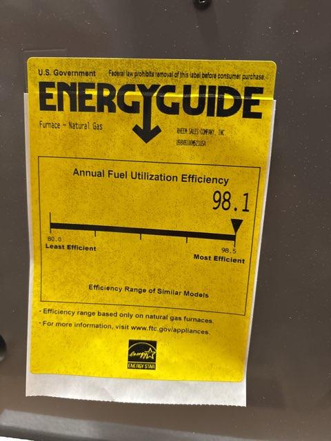 98,000 BTU 3-Stg Modulating Upflow ECM Var Spd Communicating Gas Furnace 98.1% 115/60/1 CFM: 1313