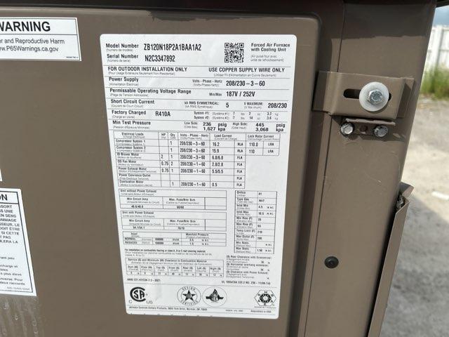 10 Ton Three-Stage Convertible Natural Gas/Electric Packaged Unit, 12 EER, 208-230/60/3, R410A
