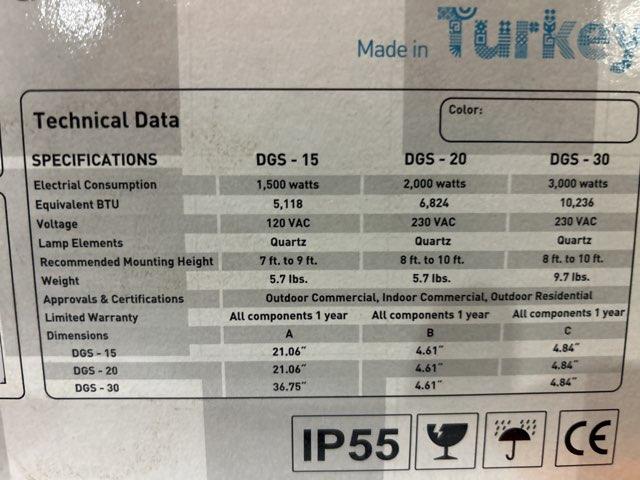 6,824 BTU Silver Infrared Space Heater, 2000 Watt, 230/50/1