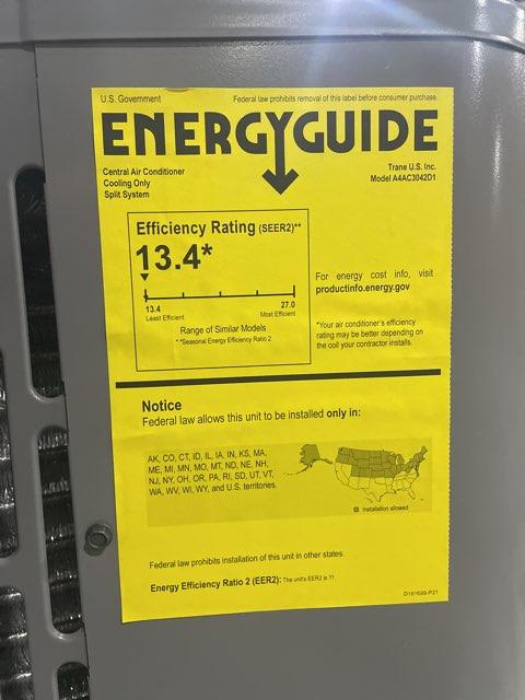 3.5 Ton Single-Stage Split-System Air Conditioner 208-230/60/1 R410A 13.4 SEER2