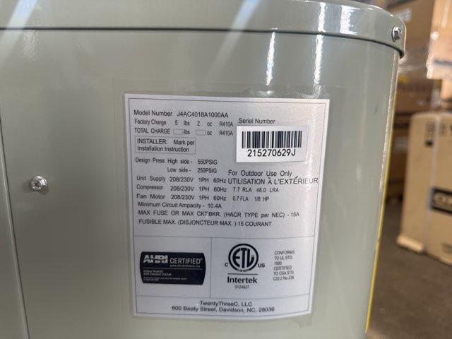 1.5 Ton Single-Stage Split-System Air Conditioner 208-230/60/1 R410A 14 SEER