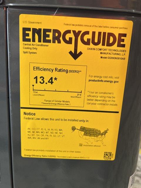 2.5 Ton 1-Stg SS AC 208-230/60/1, 13.4 SEER2 and 2.5 Ton Wall Mounted ECM Air Handler With 5Kw Heat