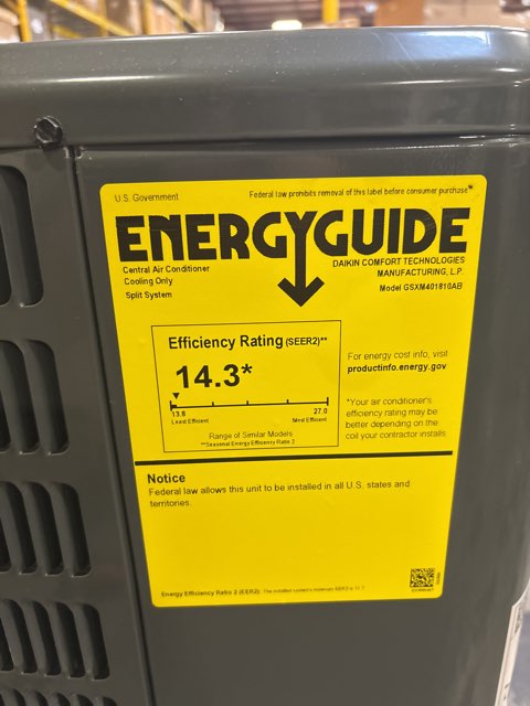 1.5 Ton Single-Stage Split-System Air Conditioner 208-230/60/1 R410A 14.3 SEER2