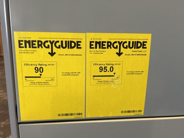 108,000 BTU Single-Stage Upflow/Horizontal ECM Multi Speed Gas Furnace 95% AFUE 115/60/1 CFM: 2330