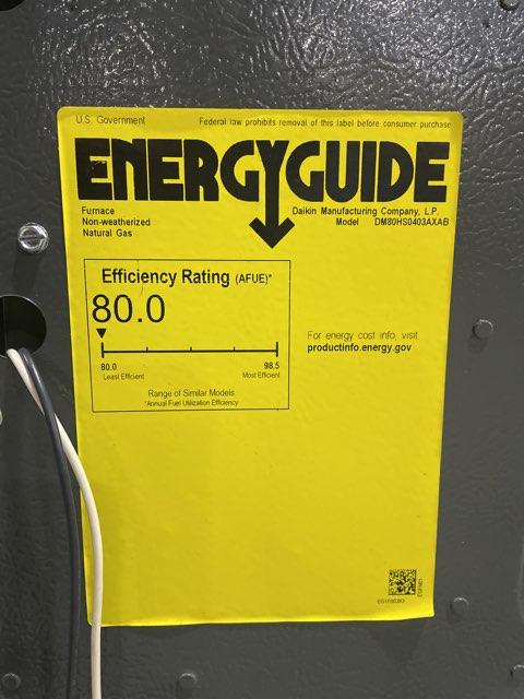 40,000 BTU Low NOx Two-Stage Upflow/Horizontal PSC Multi Speed Gas Furnace 80% 115/60/1 CFM: 1200