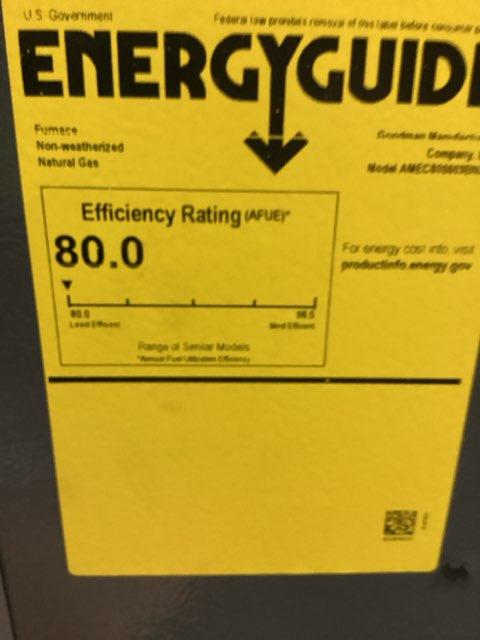 80,000 BTU Low NOx Two-Stage Downflow/Horizontal ECM Multi Speed Gas Furnace 80% 115/60/1 CFM: 1600