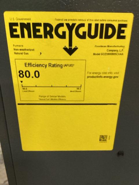 80,000 BTU Low NOx 1-Stg Downflow/Horizontal ECM Multi Speed Gas Furnace 80% 115/60/1 CFM: 2000