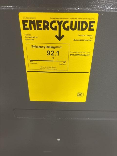 80,000 BTU Low NOx 1-Stg Upflow/Horizontal ECM Single Speed Gas Furnace 92% 115/60/1 CFM: 1600