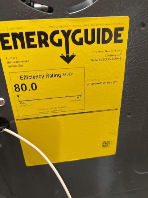 40,000 BTU Two-Stage Upflow/Horizontal ECM Multi Speed Gas Furnace 80% AFUE 115/60/1 CFM: 1200