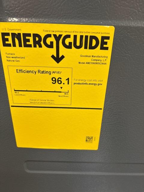 80,000 BTU Low NOx Single-Stage Upflow/Horizontal ECM Multi Speed Gas Furnace 96% 115/60/1 CFM: 2000