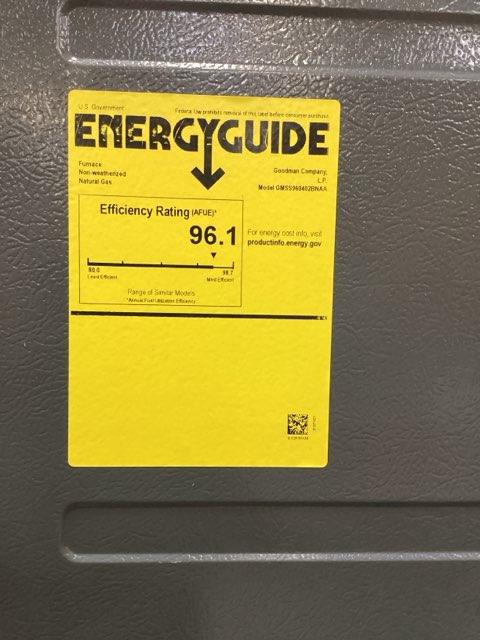 40,000 BTU Low NOx Single-Stage Upflow/Horizontal ECM Single Speed Gas Furnace 96% 115/60/1 CFM: 800